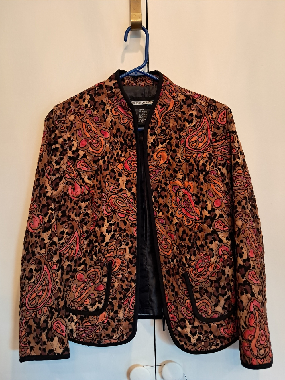 Requirements Pink and Tan Paisley Leopard Blazer